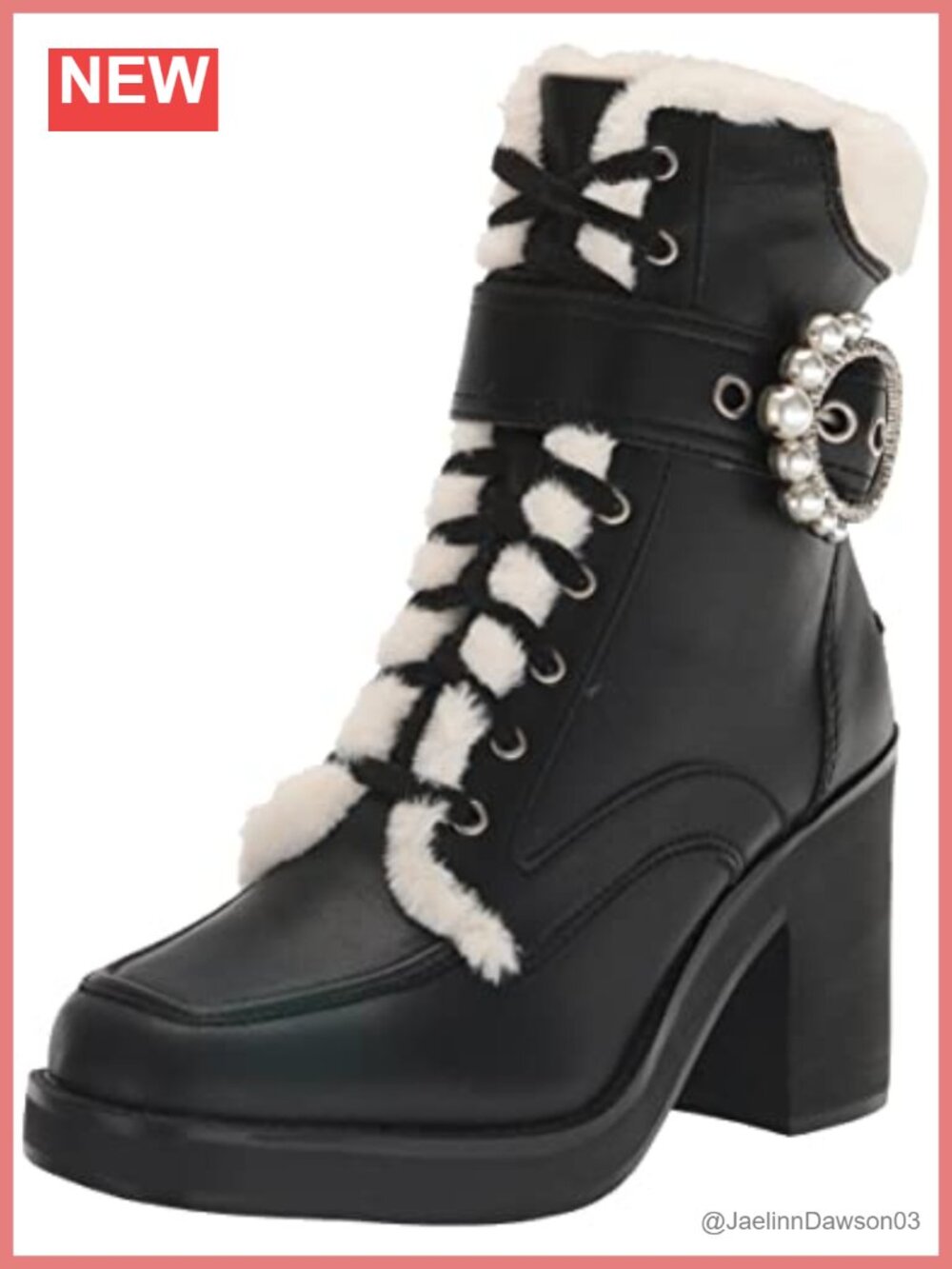 KARL LAGERFELD Dottie Fur Lace Up Ankle Boots Women's Size